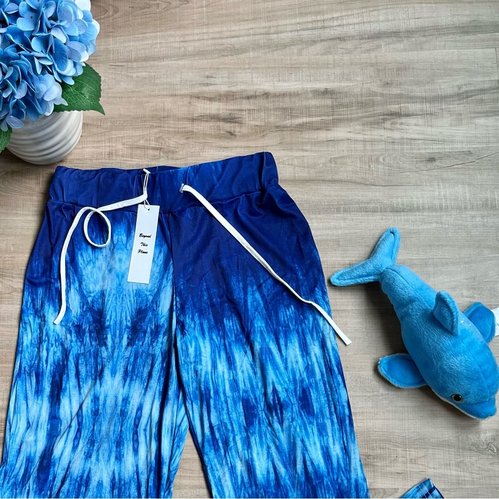 Beyond This Plane | Blue Tie-Dye Drawstring Lounge Pants - Picture 3 of 4